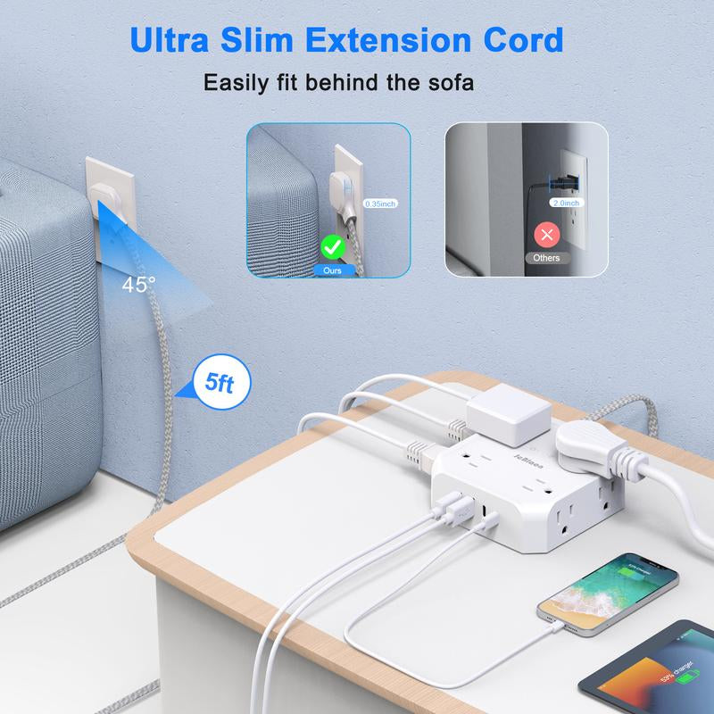 Surge Protector Power Strip - 8 Outlets with 4 USB (2 USB C)