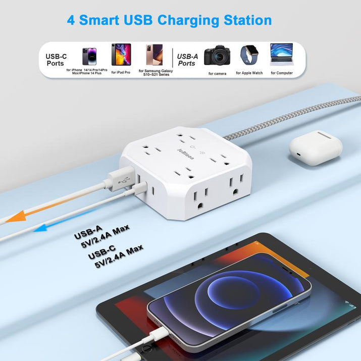 Surge Protector Power Strip - 8 Outlets with 4 USB (2 USB C) 