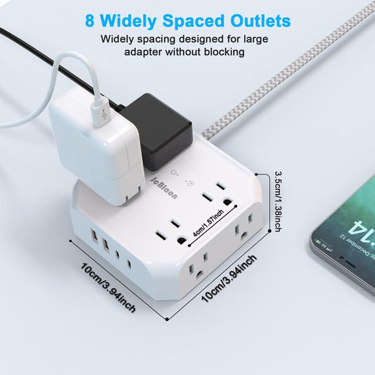 Surge Protector Power Strip - 8 Outlets with 4 USB (2 USB C) 