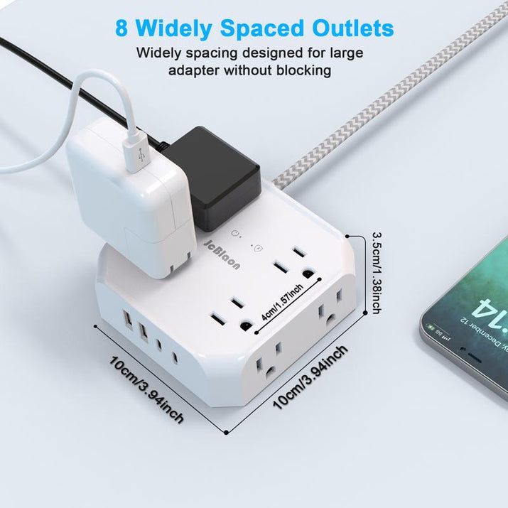 Surge Protector Power Strip - 8 Outlets with 4 USB (2 USB C) 
